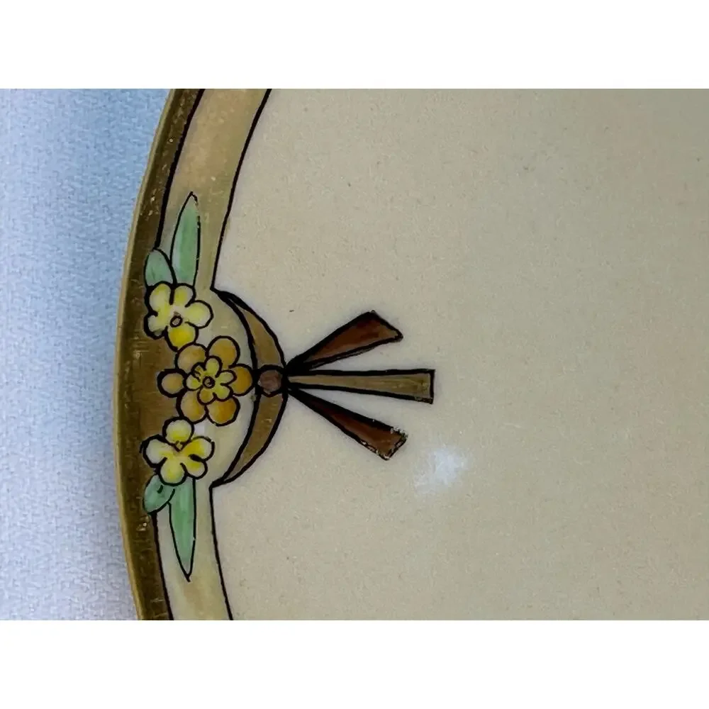 Thomas Bavaria Art Nouveau 4 Piece Luncheon Set Yellow w Flowers & Gold Trim VG